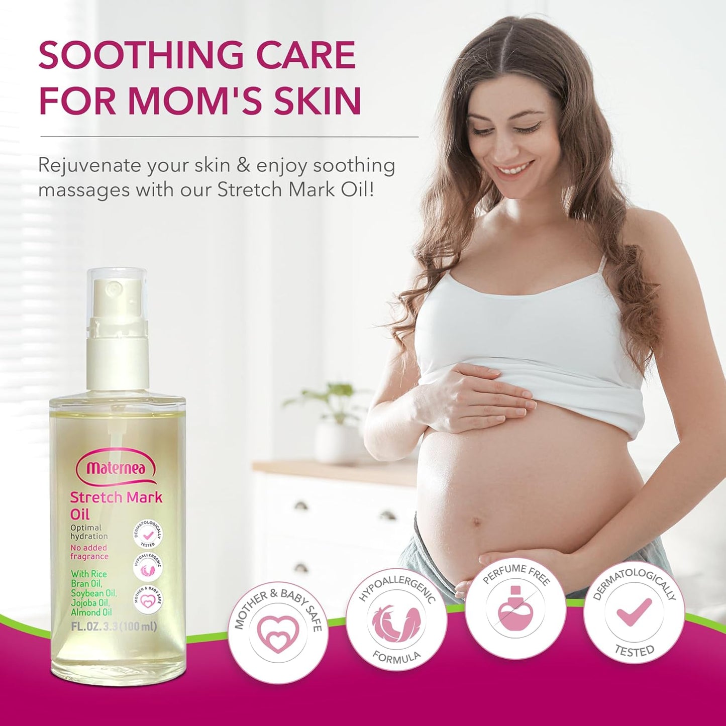 Stretch Mark Oil - Provides Optimal Skin Hydration and Nourishment, 3.3 FL. OZ. (100 ml)