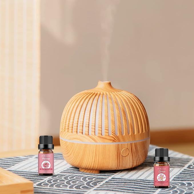 Sedbuwza Peony Lotus Essential Oil Set, Peony Fragrance Oil Lotus Scent Oil Set for Diffuser, Aromatherapy, Massage, Soap, Candle Making 2 x 10 ml