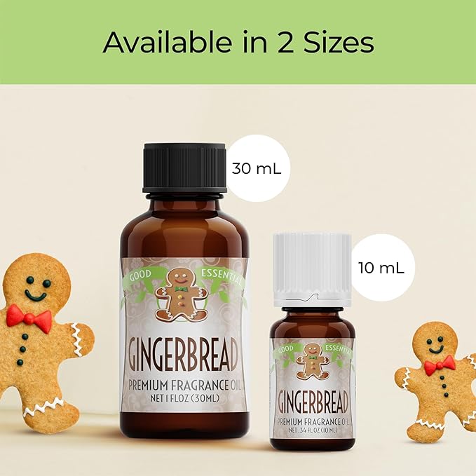 Good Essential Professional Gingerbread Fragrance Oil 1 fl oz (30ml) for Diffusers, Candles, Soaps, Lotions, Perfume, Candle & Soap Making Fragrance Oil