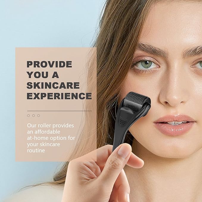 Derma Roller 0.25mm Beard Roller Ficial Roller Microneedle Micro Needle Roller 540 Titanium for Men and Women Home Use Microneedling Roller Dermaroller Skin Care Tool