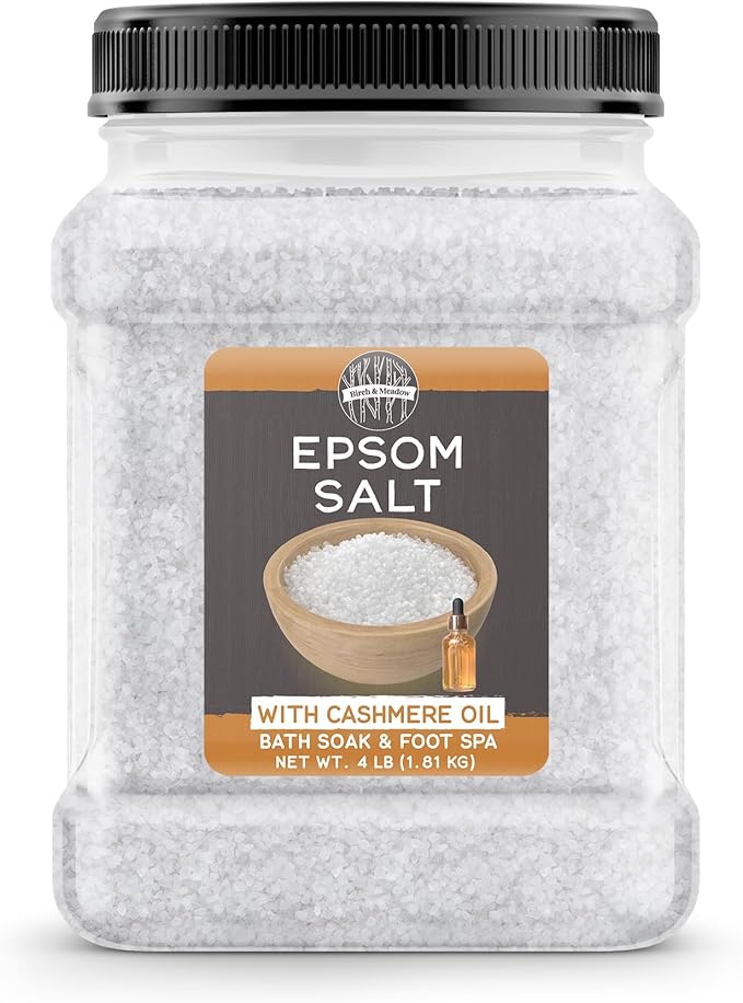 Birch & Meadow Epsom Salt with Cashmere Oil, 4 lb, Magnesium Sulfate, Bath Soak