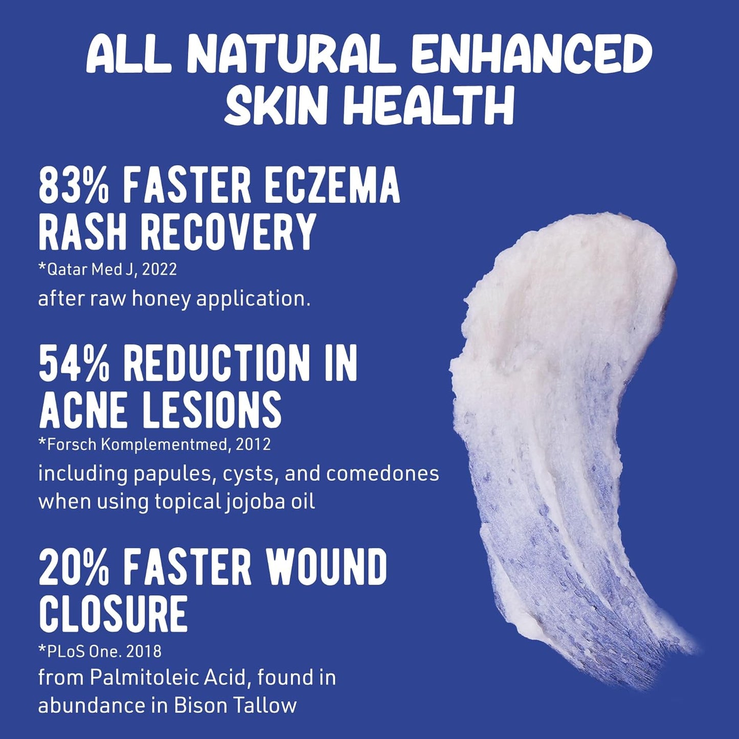 Whipped Bison Tallow Balm w/Manuka Honey, Jojoba, Rose Geranium Oil - Grass-Fed & Finished Organic Tallow Face Moisturizer - Face & Body Cream for Acne-Prone Skin - Nourishing Skincare (2.5oz)