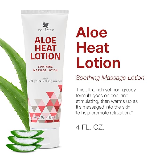 Forever Living - Aloe Heat Lotion with Menthol and Eucalyptus Fragrance, Comfort and Skin Nourishment, Vegan-Friendly Formula, 4 fl oz