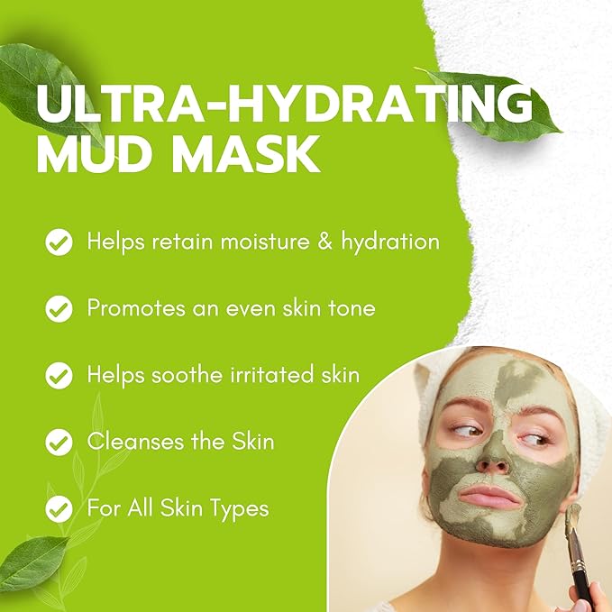 Green Tea Matcha Mud Mask with Aloe Vera, Deep Cleansing, Hydrating, and Relaxing Volcanic Clay Facial Mask