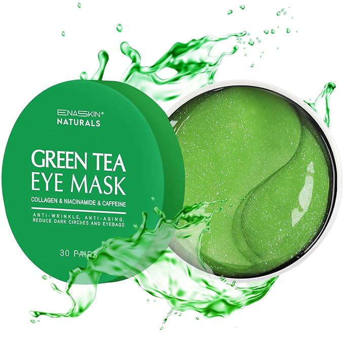 Under Eye Patches for Dark Circles: 30 Pairs Green Tea Eye Gels Pads - Reduce Eye Bags, Wrinkles & Puffy - Skin Treatment Mask Retinol Collagen - Anti Aging & Face Moisturizer For Women (Green Tea)