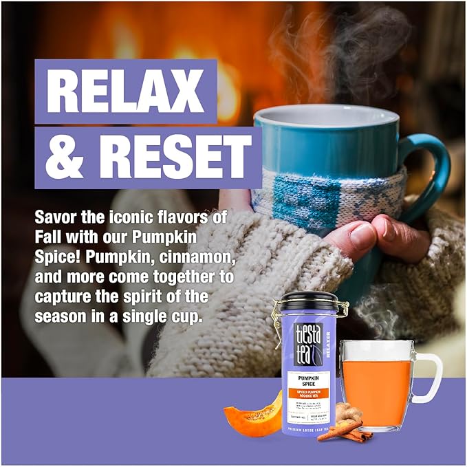 Tiesta Tea - Pumpkin Spice Rooibos Tea | Loose Leaf | Premium Herbal Infusion | Non-Caffeinated | Make Hot or Iced & Up to 50 Cups | 5oz Refillable Tin Can