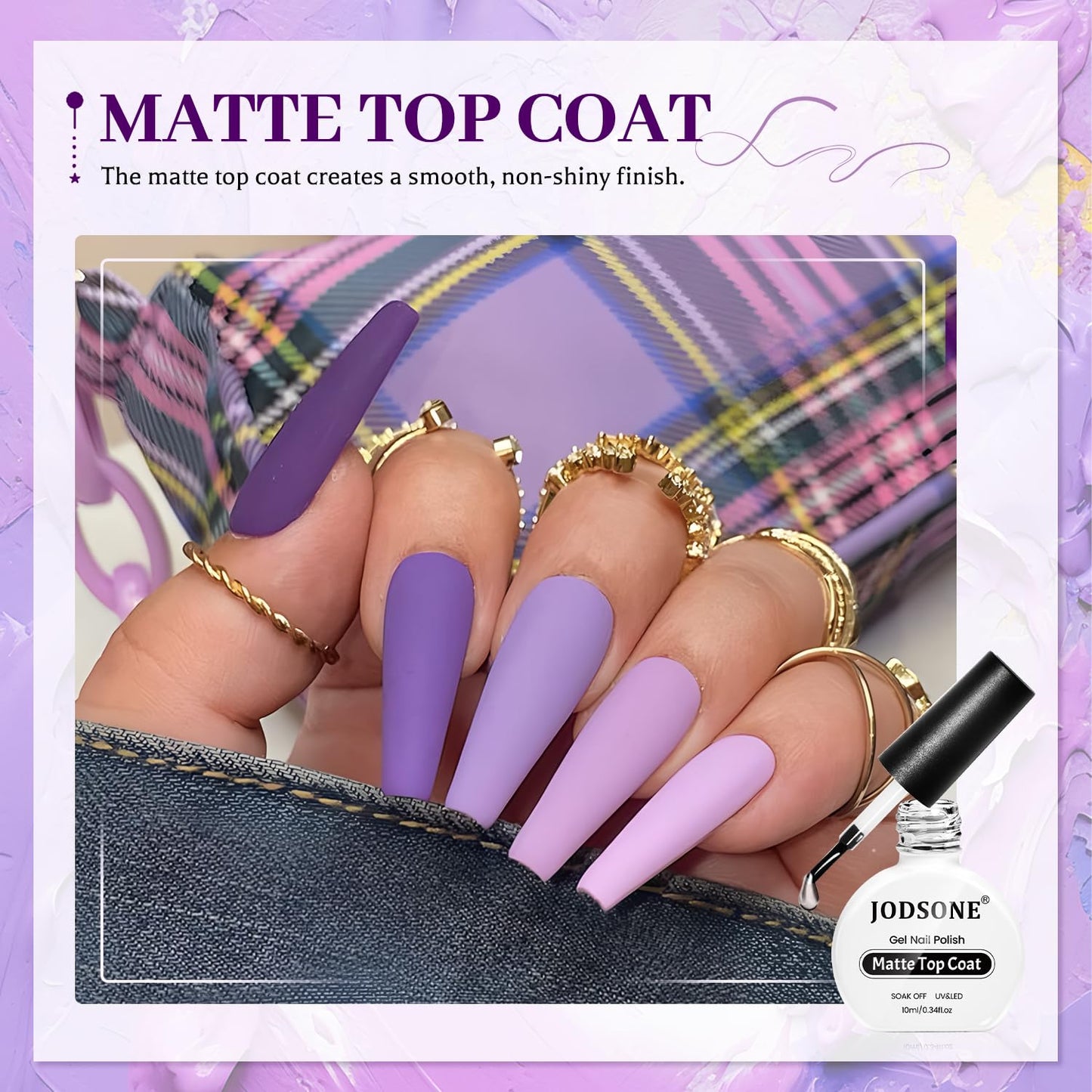 JODSONE 3Pcs Base Coat Glossy Top Coat Matte Top Coat Set Long Lasting Shine and Velvety Finish 10ml Each Salon Quality Nail Care Kit