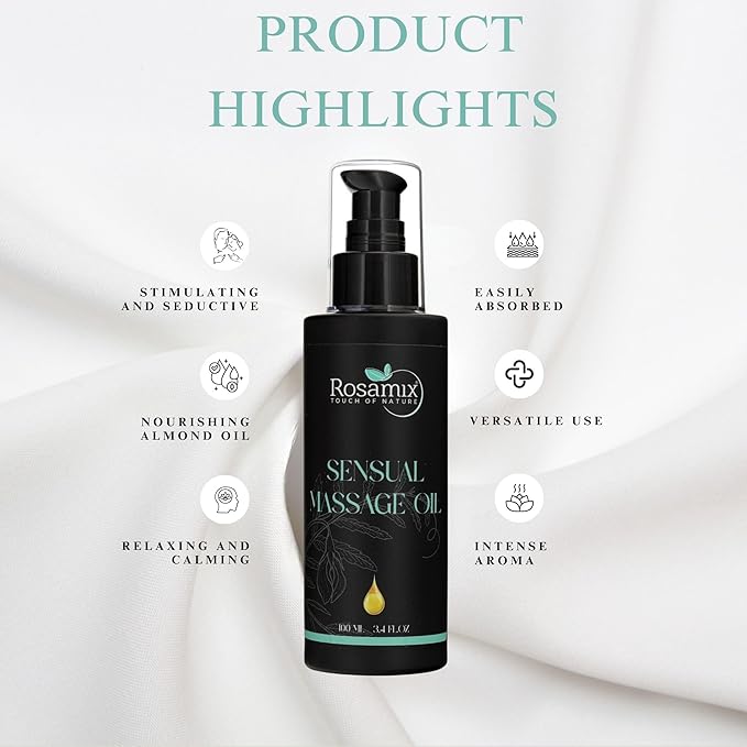 Sensual Massage Oil Cold Pressed - 100% Pure and Natural Moisturizing Face, Body, Skin Care, 100ml