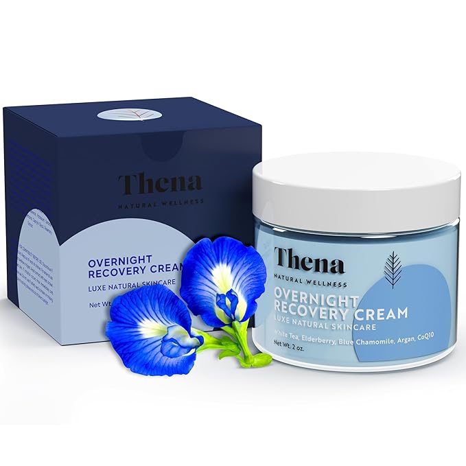 THENA Overnight Recovery Cream Anti Aging Night Cream Natural & Organic Skin Care With Regenerating Collagen Night Face Moisturizer For Women & Men
