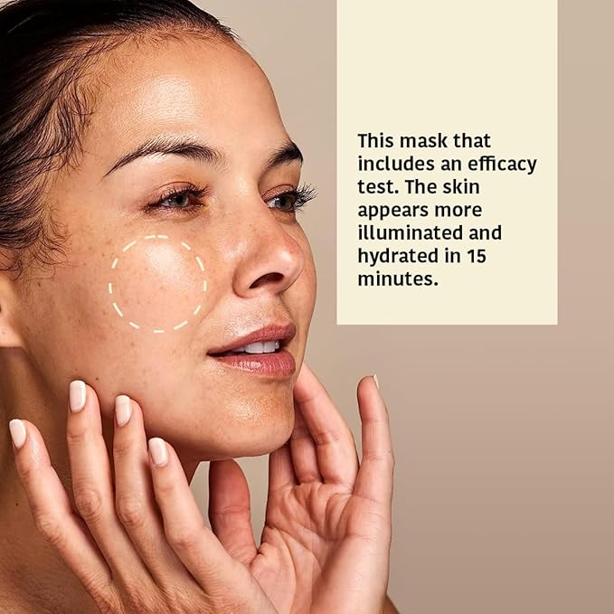 Vitamin C & Hyaluronic Acid Face Mask (5 Masks) + Eye Mask Patches with Vitamin C, Cucumber and Hyluronic Acid, Anti-Fatigue and Illuminating (5 Pairs)- Vegan, Korean Skin Care- Total Bundle 10 pieces