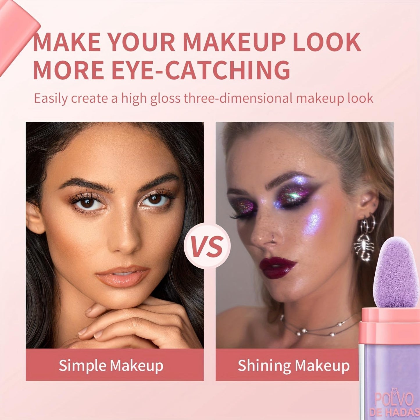 Polvo De Hadas Fairy Dust Highlight Patting Powder - Full Body Contouring and Clavicle Pearlescent Patting Powder for Face and Eye, Halloween Sparkling Body Glitter Powder (#03 Golden brown)