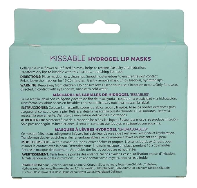Cala Hydrating and Nourishing Kissable Hydrogel Lip Masks with Collagen and Rose Flower Extract 5 pcs