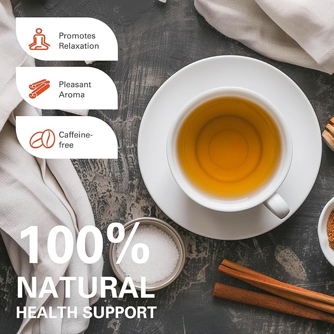 WT WEETEE Organic Cinnamon Tea Bags, Made with 100% Natural & Pure Cinnamon, Natural Caffeine-free Herbal Tea, Spice Tea 2g x 100 Counts