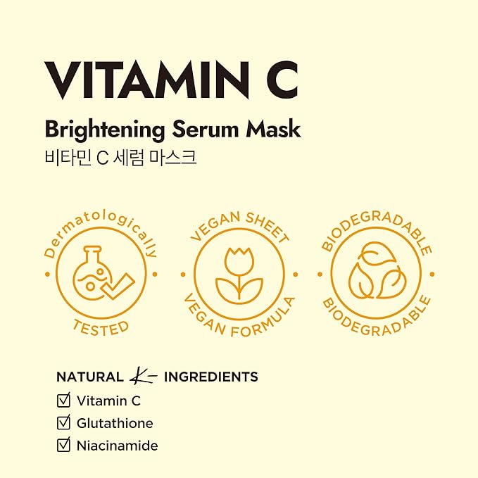 Epielle Vitamin C Serum Sheet Masks (5pk) | Korean Skincare | Facial Sheet Mask | Kbeauty, Mother's Day Gifts