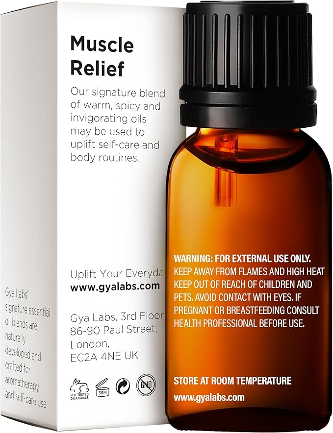 Gya Labs Muscle Relief Essential Oil Blend - Warm, Soothing Scent (0.34 Fl Oz)