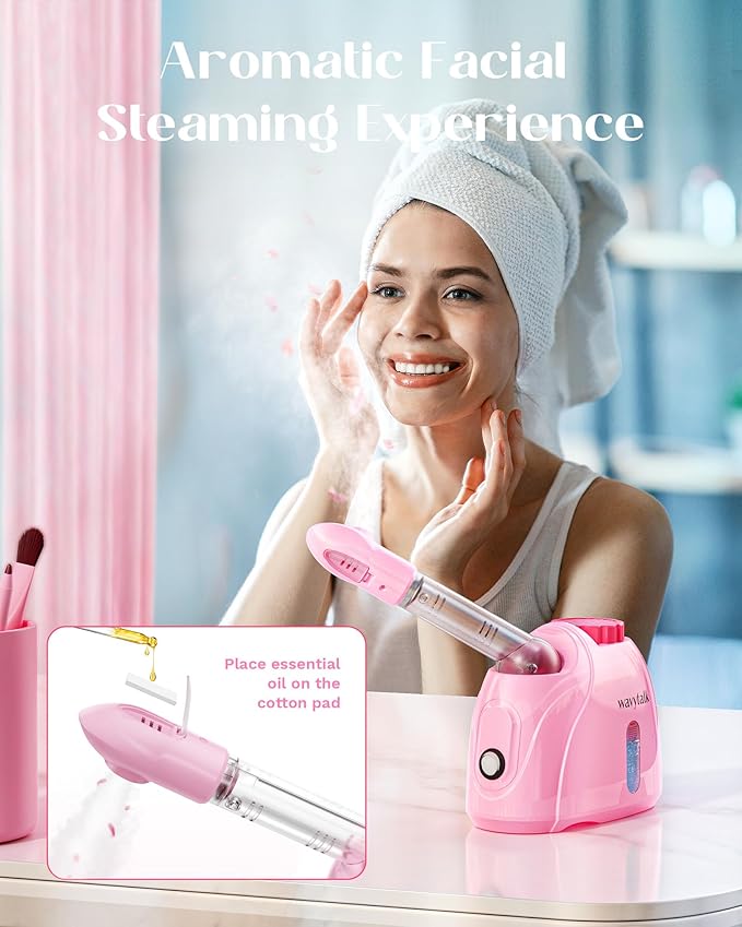 Wavytalk Facial Steamer,Warm Mist Face Steamer with 360° Rotatable Sprayer Nozzle for Deep Cleaning Unclogs Pores,Portable Face Humidifier Skin Care for Home Facial SPA Sauna Salon