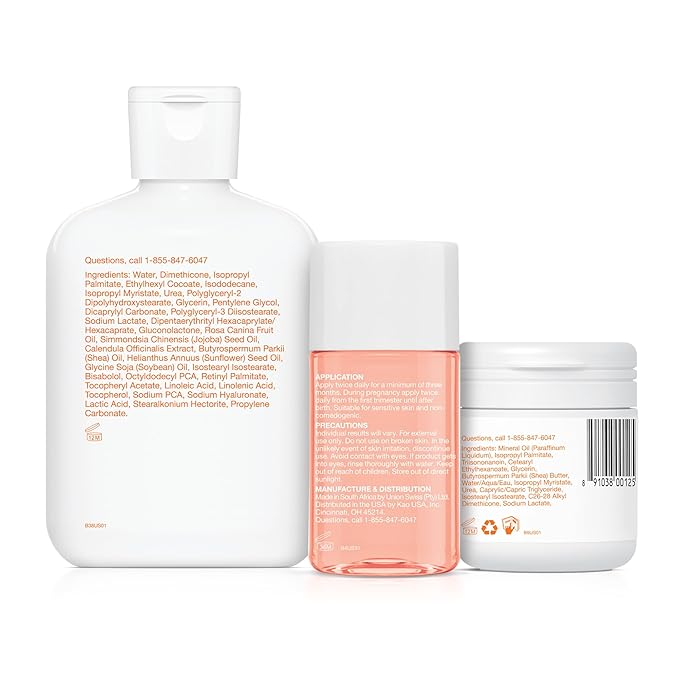 Bio-Oil Skincare Set for Scars, Stretch Marks, and Dry Skin, 3 Pc Travel Size Kit Includes Skin Care Oil (2 oz), Dry Skin Gel (1.7 oz), and Body Lotion (5.7 oz), Pregnancy and Maternity Stretch Marks