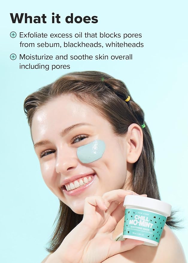 I DEW CARE Wash Off Face Mask - Chill Mo Mint | Soothing Mask with Peppermint Leaf Extract, Korean Face Mask Skin Care for Face, 3.38 Oz