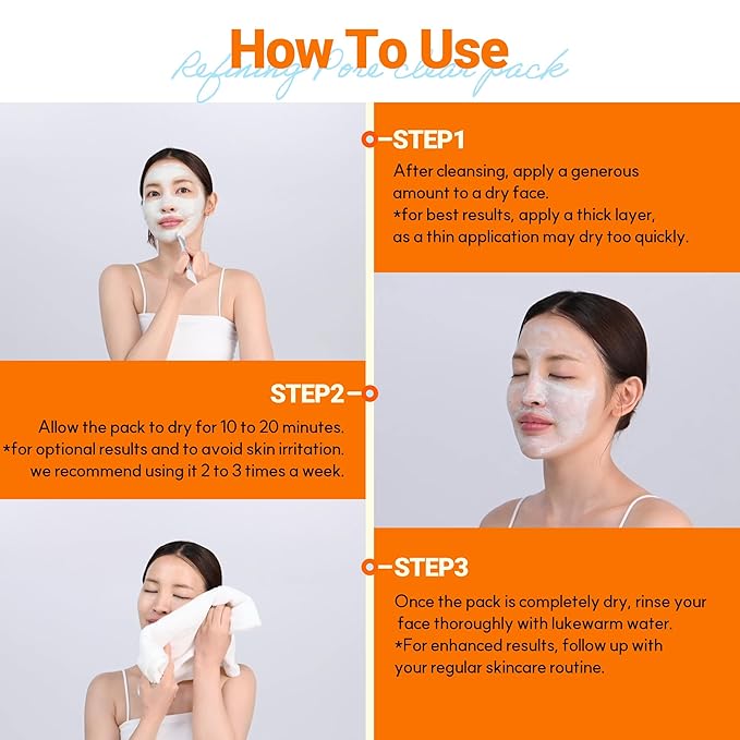 Refining Pore Clear Pack | Clay Face Mask | Pore Cleanser | Wash Off Mask Type | Hydrating Facial Mask for All Skin Types | Korean Beauty Skincare Product (150g/5.29 Oz.)
