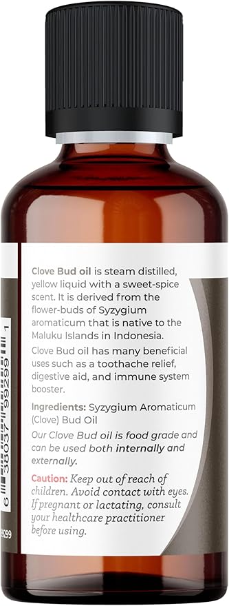 Viva Doria 100% Pure Clove Bud Essential Oil, Undiluted, Food Grade, 30 mL (1 Fluid Ounce)