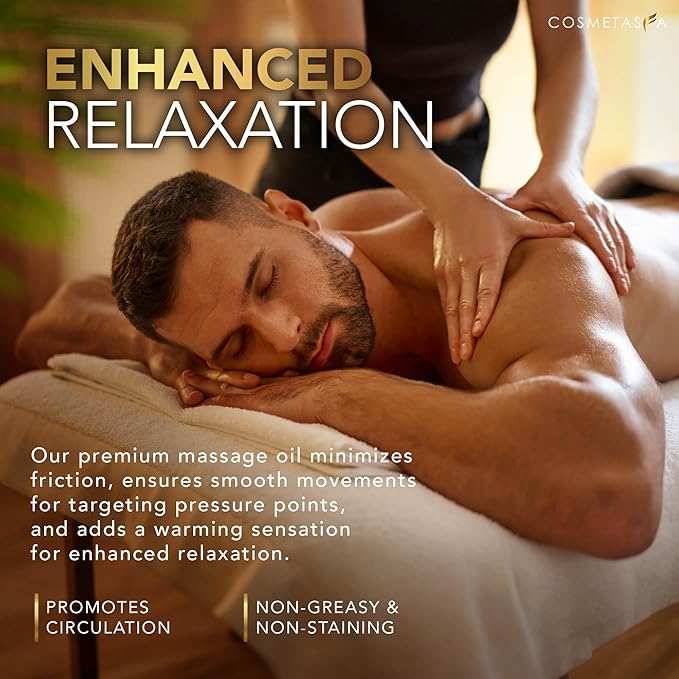 Cosmetasa Sore Muscle Massage Oil - 8.8 oz, Soothes Muscle and Joint with Arnica Extract, Peppermint, Chamomile, and Lavender Oil (8.8 oz, Sore Muscle)