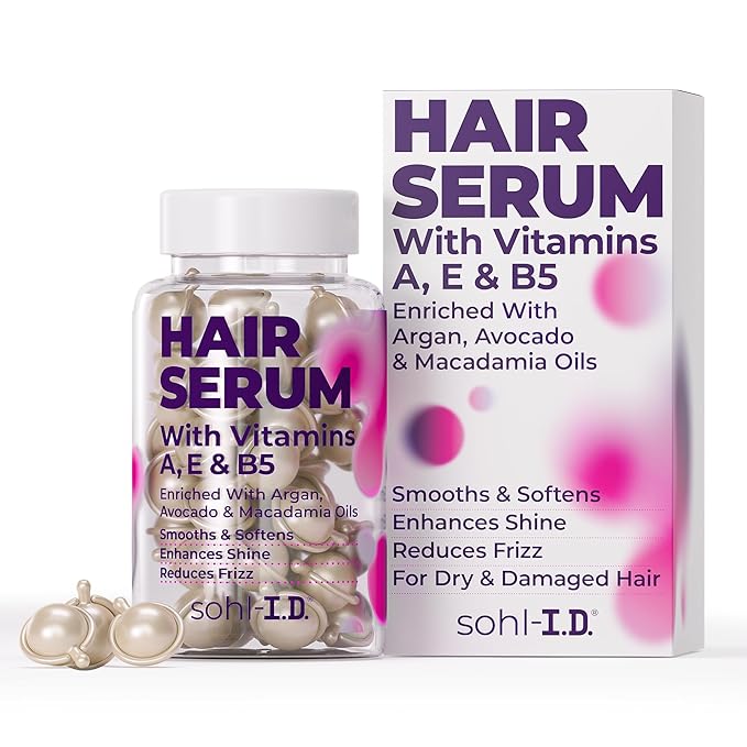 Hair Serum with Vitamins, Treatment for Dry & Damaged Strands, Reduces Frizz, Enhances Shine, Moisturizer for Silky Smooth Locks, Non-Greasy Formula for Manageable & Resilient Results