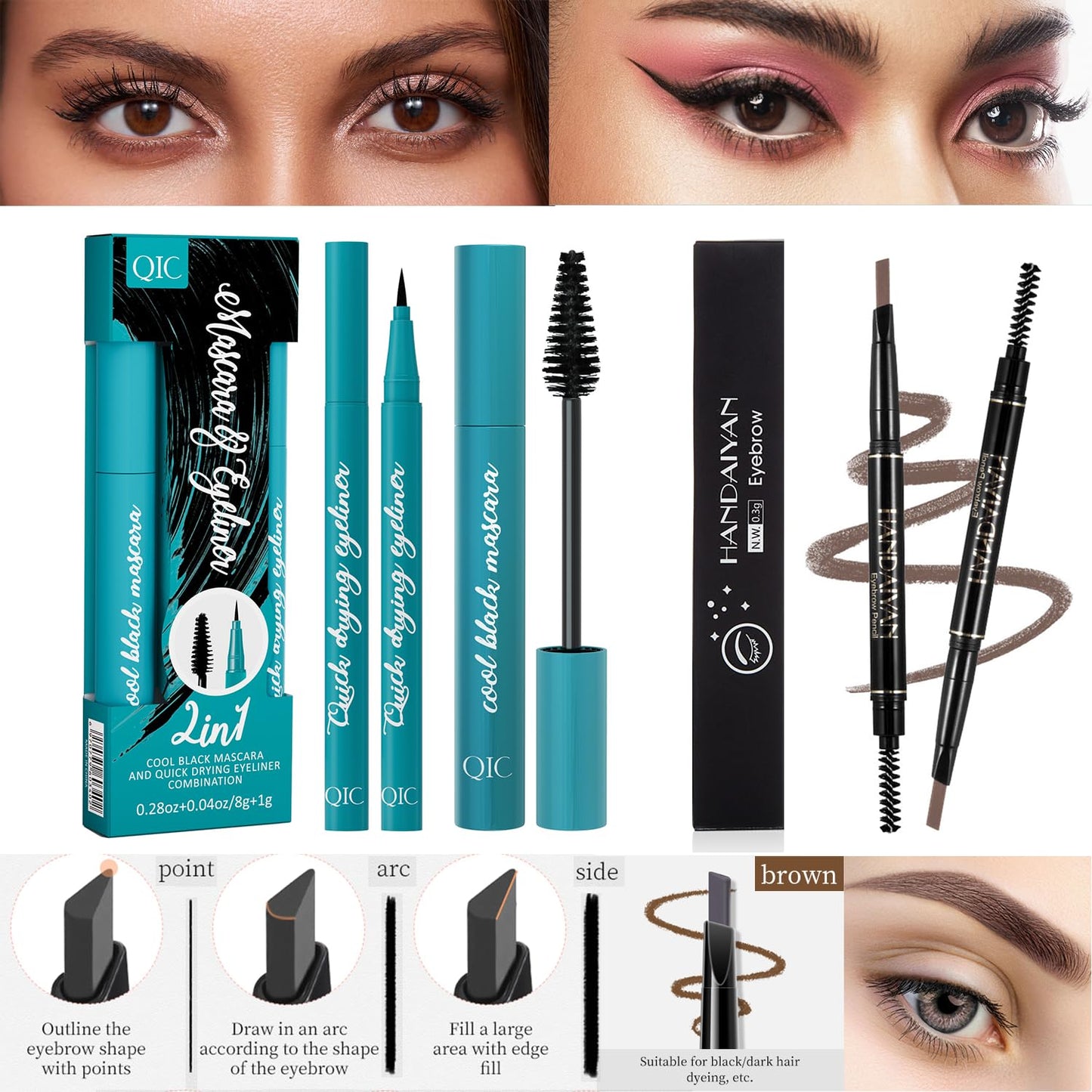 All In One Makeup Kit Full Kit, 3 Pcs Cream Contour Sticks,12 Colors Eyeshadow Palette,Full Coverage Foundation, 6 Colors Lipstick Set, Waterproof Eyeliner and Mascara(102# Nude)