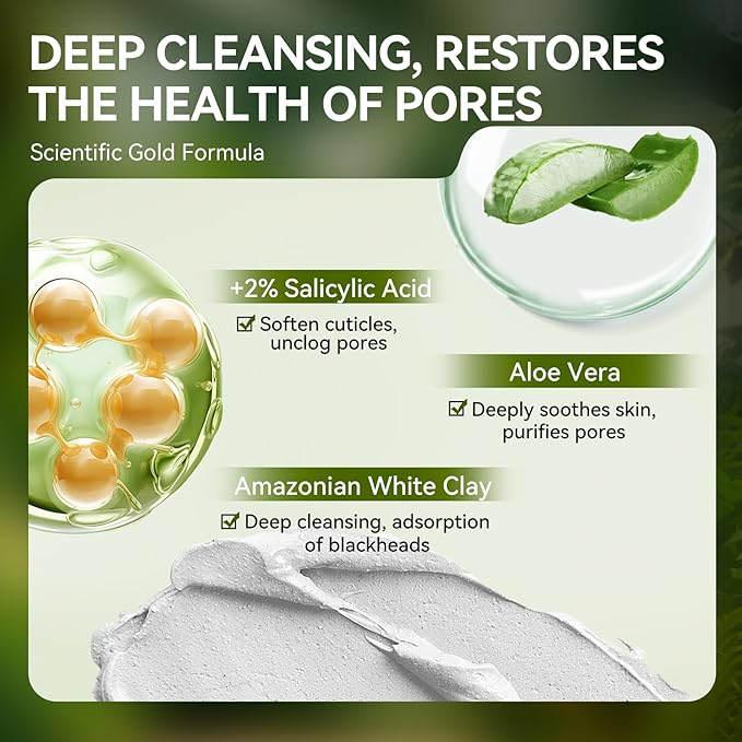 LANBENA 2.0 Nose Pore Strips, Blackhead Remover Mask with Salicylic Acid, Amazonian White Clay, Pore Cleanser Purifying Peel off Face Mask with 60 PCS Strips, Aloe Facial Mask(1.05 Ounce)