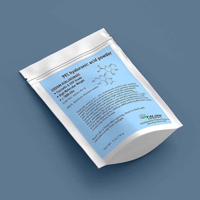 Hyaluronic Acid Powder (0.52 oz. / 15 grams) 1800 kDa+ Pure Hyaluronic Acid Powder For Skin Cosmetic Grade, Hyaluronic Acid High Molecular Weight Powder, DIY Hyaluronic Acid Serums