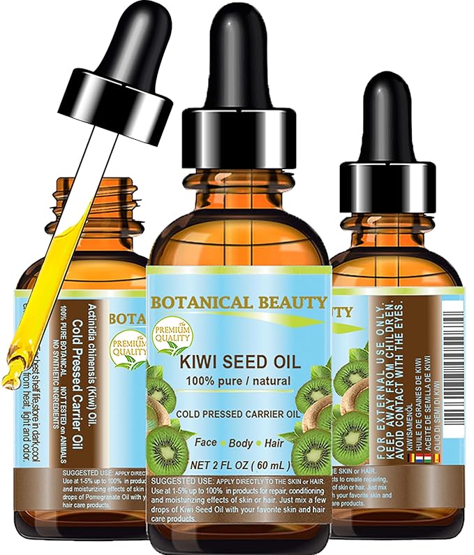 Botanical Beauty KIWI SEED OIL. 100% Pure Natural Undiluted Virgin Cold Pressed Carrier Oil. 2 Fl.oz.- 60 ml for Face, Skin, Body, Hair, Nail Care