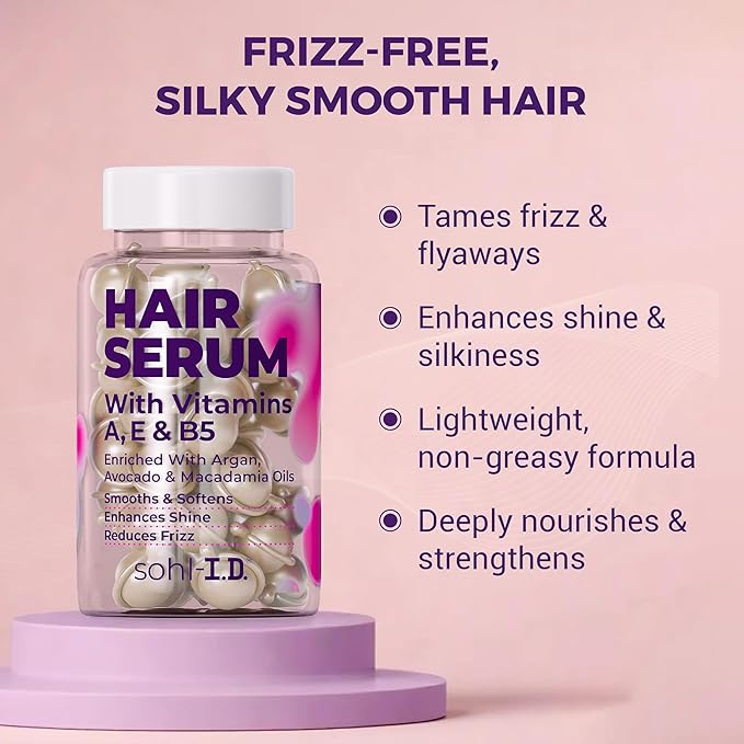 Hair Serum with Vitamins, Treatment for Dry & Damaged Strands, Reduces Frizz, Enhances Shine, Moisturizer for Silky Smooth Locks, Non-Greasy Formula for Manageable & Resilient Results