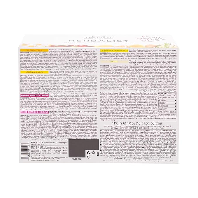 Ammad Tea Herbal Tea, Herbalist Variety Gift Box, 60 Foil Teabags - Decaffeinated & Sugar-Free