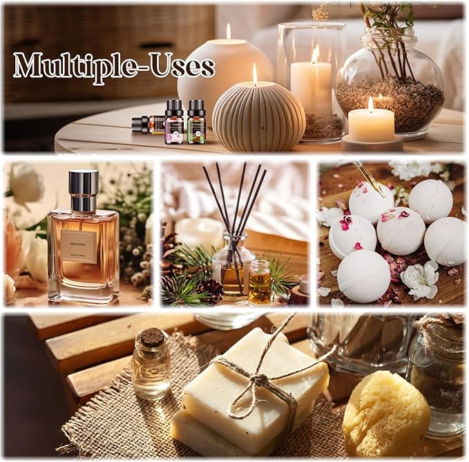 Woody & Herbal Essential Oils Set - TOP 14 Fragrance Oil for Diffusers, Aromatherapy, Candle Making - Sandalwood, Cedarwood, Teakwood, Vetiver Aromatherapy Scented Oils (5ml)