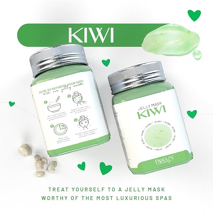 BRÜUN Peel-Off Kiwi Jelly Mask for Face Care – A 23 fl oz Rubber Mask Jar for 30 to 35 Treatments – A Skin Care Moisturizing Gel Mask of Spa Set for Men, Women and Adults