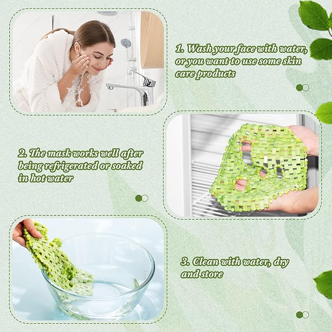 Jade Facial Mask, Jade Sleep Natural Stone Green Facial Cooling Mask, Beauty Skincare Massage Tools for Alleviate Puffiness Face Massage Puffy Eyes Dark Circles
