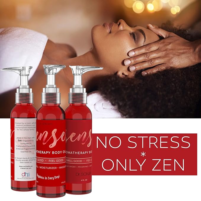 Sense Relaxing Organic Body Oil | Every Day Use Massage Oil, Aroma Therapy, Natural Skin Moisturizer |100% Hypoallergenic | Made in The USA