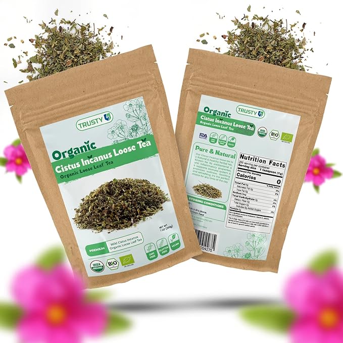 TRUSTY Cistus Loose Tea 7oz (200g) – Premium Wild Incanus Organic Leaf – Herbal Tea Loose Leaf for Immune System Boost and Gut Support – Nutrient-Rich Rockrose