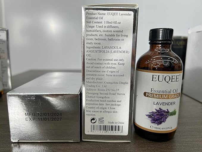 Lavender Essential Oil 118mL Pure Lavender Oil Large Capacity Essential Oil with Glass Dropper for Diffuser, DIY Candle - 4Fl. Oz