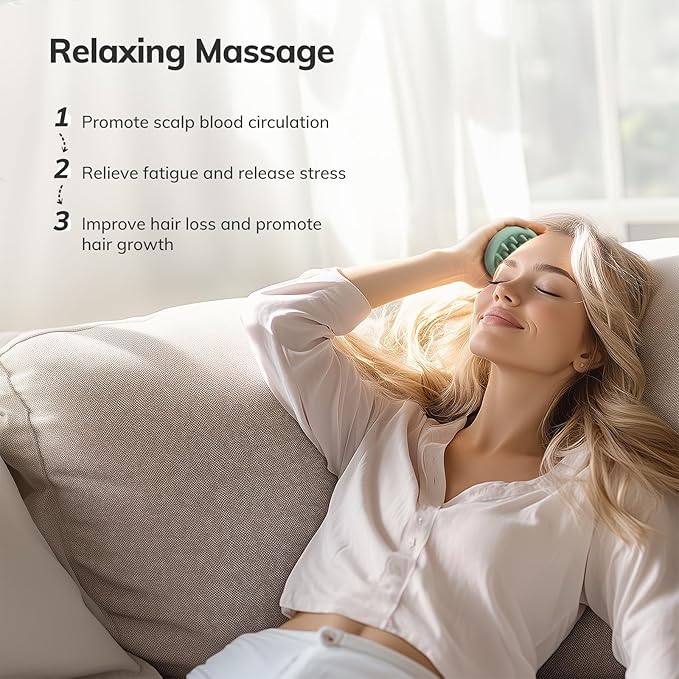 Sndyi Silicone Scalp Massager Shampoo Brush, Hair Scrubber with Soft Silicone Bristles, Scalp Scrubber/Exfoliator for Dandruff Removal, Wet Dry Scalp Brush for Hair Growth & Scalp Care, Mint Green