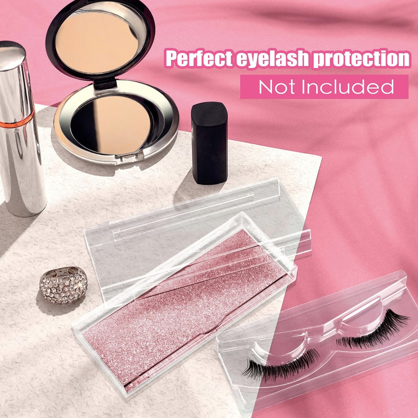 Rocutus Empty Lash Boxes for False Eyelashes - 30 Pack Lash Cases, Customizable Eyelash Packaging, Bulk Lash Storage Containers, Lash Box Packaging, Premium Display & Protection (Pink)