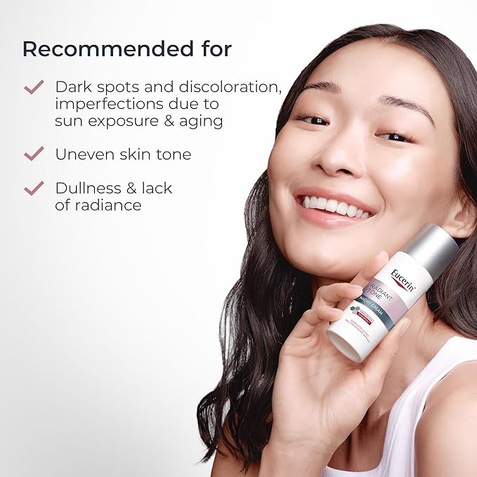 Eucerin Radiant Tone Night Cream, Dark Spot Corrector for Face with Thiamidol, Helps Visibly Reduce the Look of Persistent Dark Spots, 1.7 Oz Bottle