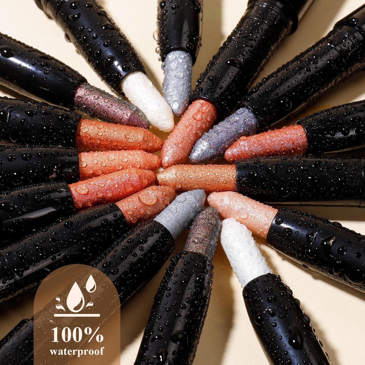 Cream Waterproof Hypoallergenic Eyeshadow Stick, long wear Metallic Glitter Matte Eye Shadow Pencil With Makeup Brush, Eye Brightener, 14 Tulip Shimmer