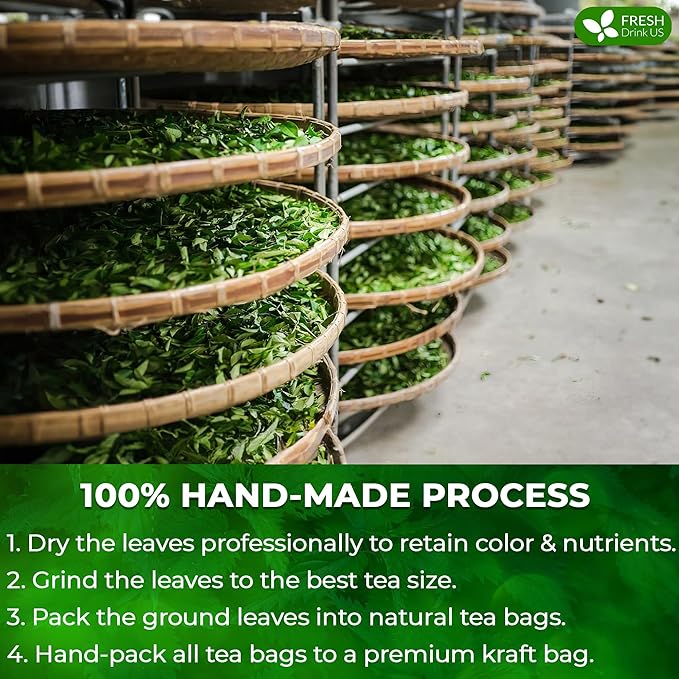 FreshDrinkUS, Premium 75 Nettle Leaf Tea Bags, 100% Natural & Pure from Nettle Leaves. Loose Leaf Nettle Herbal Tea. Nettle Leaf Tea. No Sugar, No Caffeine, No Gluten, Vegan.