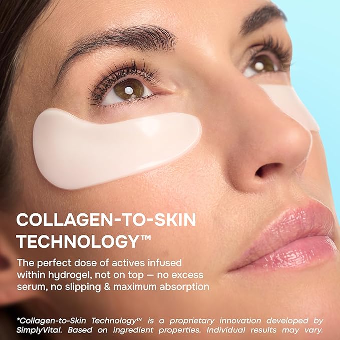 SimplyVital Cooling Eye Masks with Retinol, Collagen and Hyaluronic Acid - Under Eye Patches for Women - Undereye Mask Patches for Puffy Eyes and Dark Circles - De-Puff Gels - 15 Pairs