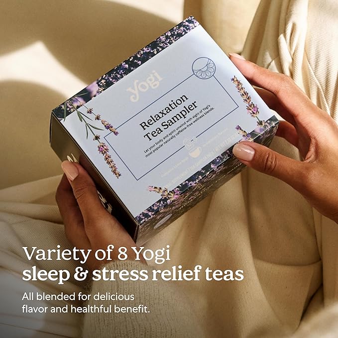 Yogi Tea Relaxation Sampler Box – Easter Basket & Stress Relief Gifts - 8 Favorite Herbal Teas (32 Tea Bags) - Assorted Delicious Wellness Teas - Caffeine Free - Variety Pack Sampler