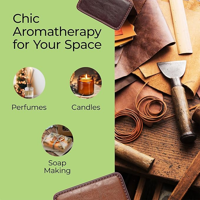 Good Essential Professional Leather Fragrance Oil for Diffuser, Candle Warmer, Wax Melts - 1 fl oz, 30ml - Leather Scent Oil for Candles
