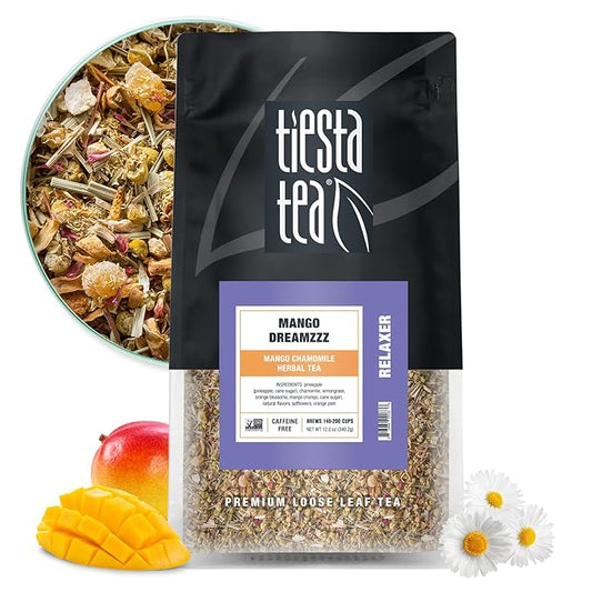 Tiesta Tea - Mango Dreamzzz Chamomile Herbal Tea | Loose Leaf | Chamomile & Lemongrass | Caffeine-Free | Relaxing Blend | Brew Hot or Iced | Brews Up to 200 Cups | 12 Ounce Resealable Bulk Pouch