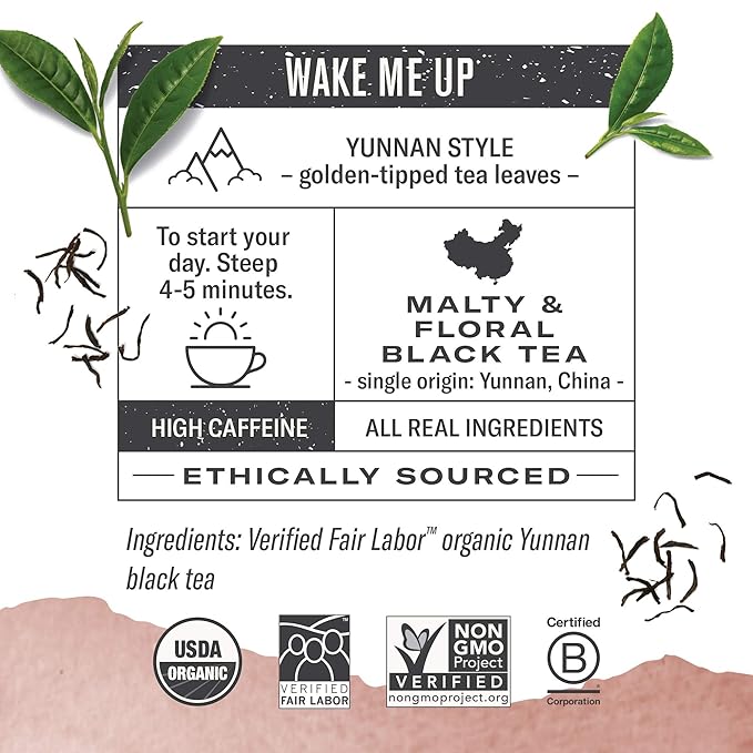 Numi Organic Tea Chinese Breakfast, 18 Count Box of Tea Bags (Pack of 3) Yunnan Black Tea