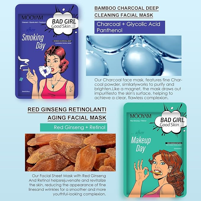 Face Masks Skincare Set for Girl,Moisturizing Collagen Facial Masks for Women Home Spa,Hyaluronic Acid Face Mask for All Skin Types,Day Night Facial Mask Hydrating,Deep Cleaning,Oil Contral(12Pack)