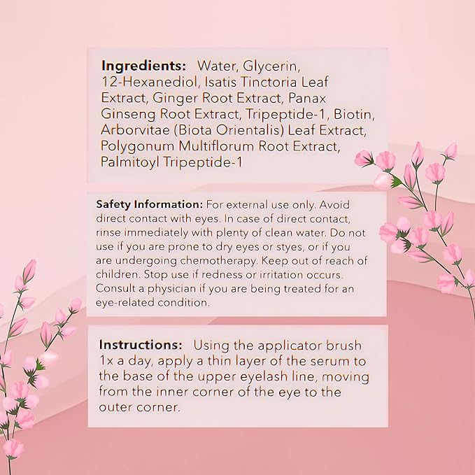 Eyelash Enhancement Serum with BIOTIN - Lash Enhancer For Longer, Fuller Eyelashes - Organic & Vegan Eyelash Enhancer - Cruelty Free - Eyelash & Eyebrow Conditioner [0.10 fl. oz/3ml]